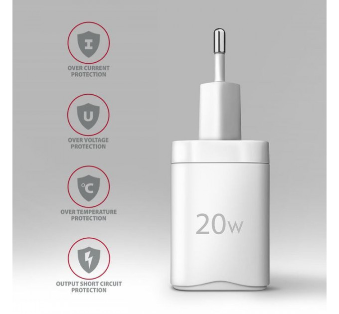 Зарядное устройство для AXAGON 1xUSB QC3.0 + 1xUSB-C PD20W white (ACU-PQ20W)