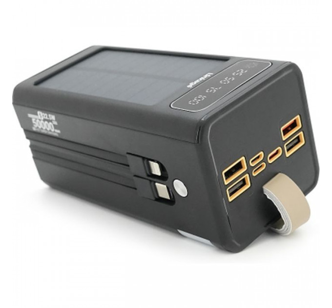 Батарея універсальна Linkage 50000mAh, Solar, 22.5W, cables Туре-С+Lighting, Black (LKP-47)
