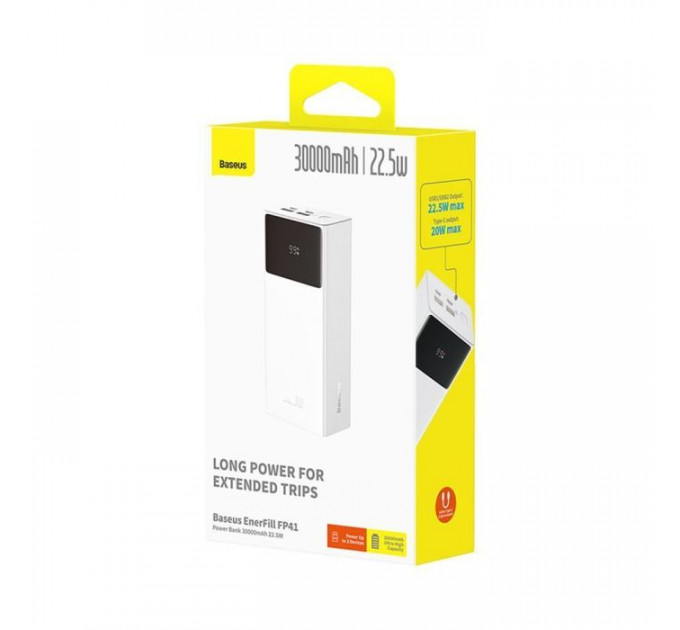 Батарея універсальна Baseus EnerFill FP41 30000MAh 22,5W PD QC White (E0027K01)