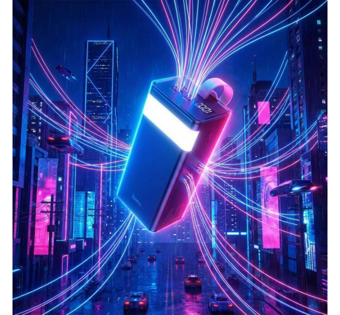 Батарея універсальна HOCO 40000mAh Powermaster PD\/20W, QC\/22.5W, Lamp, Black (J86 \/ 714737)