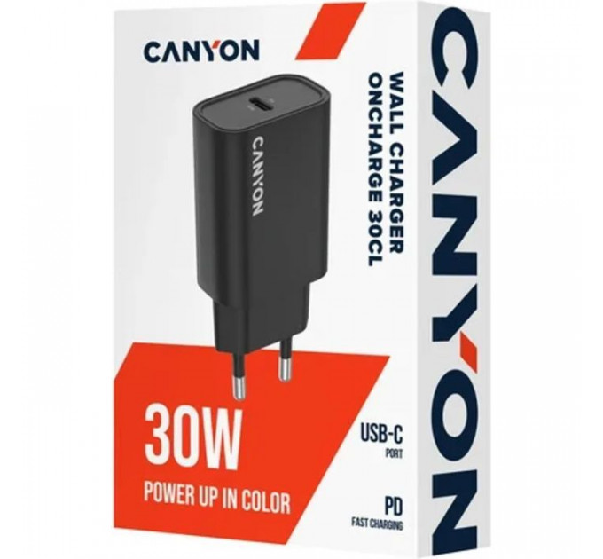 Зарядное устройство для Canyon USB-C PD30W OnCharge Black (CNE-CHA30CLB)