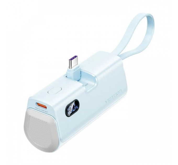 Батарея універсальна VENTION 4800mAh 22,5W PD, USB-C In\/Out, LED display, with built-in USB-C cable Blue (FHQL0)