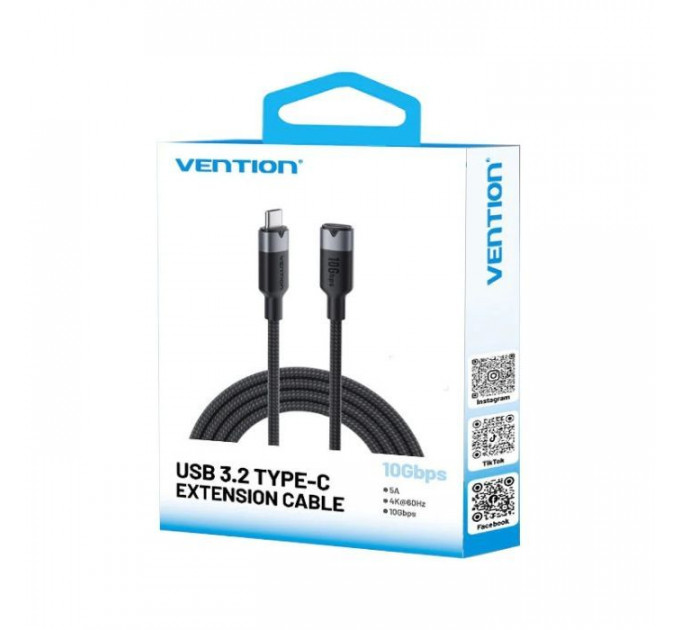 Дата кабель USB-C M\/F 1.0m 100W 10Gbps 4K60Hz VENTION (TRFBF)