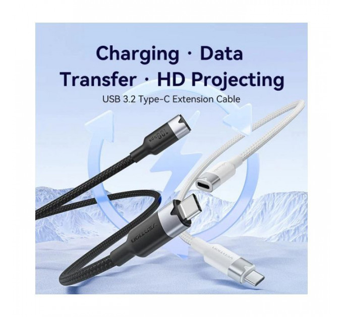Дата кабель USB-C M\/F 1.0m 100W 10Gbps 4K60Hz VENTION (TRFBF)