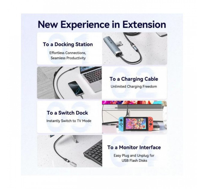 Дата кабель USB-C M\/F 1.0m 100W 10Gbps 4K60Hz VENTION (TRFBF)