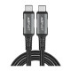 Дата кабель USB-C to USB-C 1.0m USB 4.0 240W audio\/video black-grey Acefast (6974316282631)