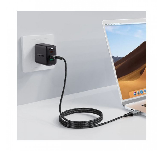 Дата кабель USB-C to USB-C 1.0m USB 4.0 240W audio\/video black-grey Acefast (6974316282631)
