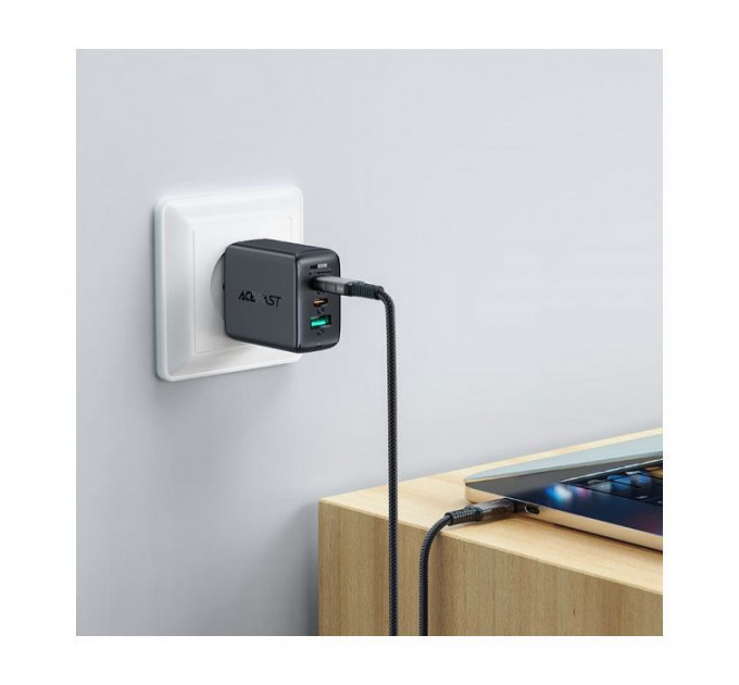 Дата кабель USB-C to USB-C 1.0m USB 4.0 240W audio\/video black-grey Acefast (6974316282631)