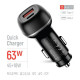 Зарядний пристрій ColorWay USB-C PD45W + USB QC3.0 car adapter (CW-CHA067PD-BK)