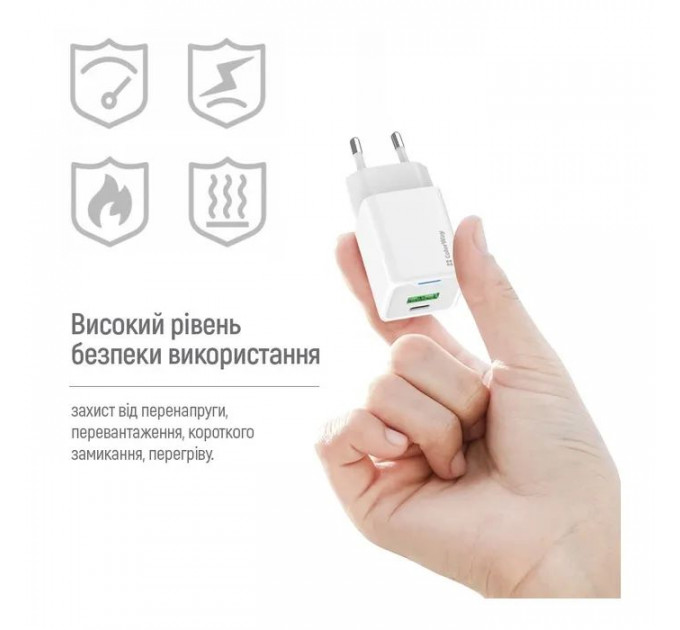 Зарядное устройство ColorWay USB-C PD20W + 1xUSB QC4.0 white (CW-CHS062PD-WT)