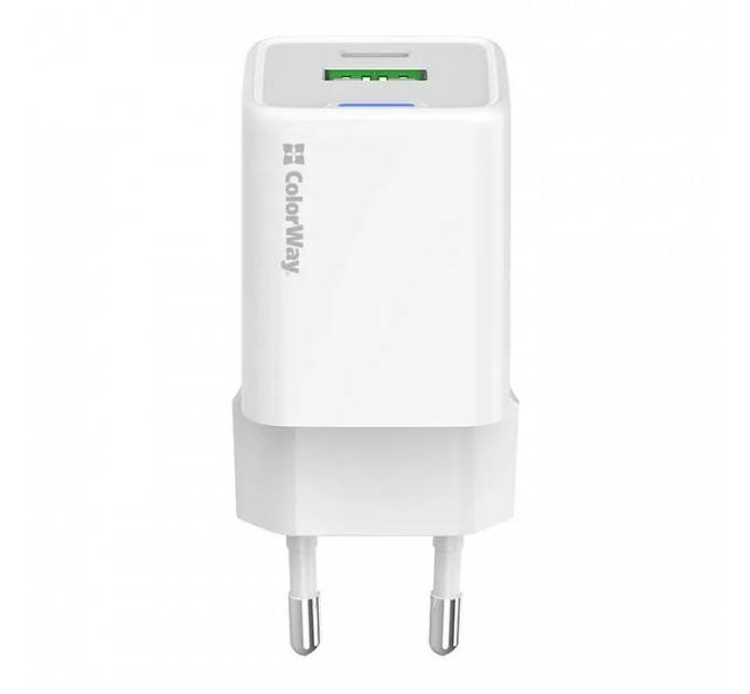 Зарядное устройство ColorWay USB-C PD20W + 1xUSB QC4.0 white (CW-CHS062PD-WT)