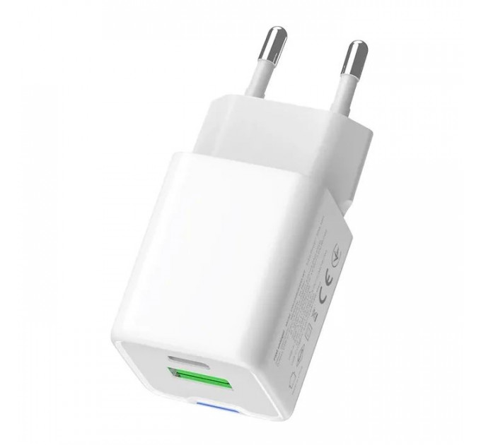 Зарядное устройство ColorWay USB-C PD20W + 1xUSB QC4.0 white (CW-CHS062PD-WT)