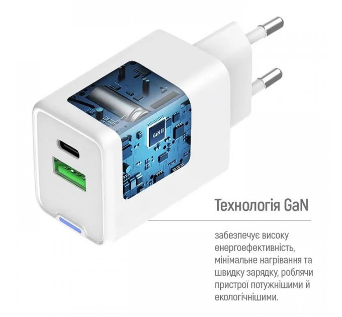 Зарядное устройство ColorWay USB-C PD20W + 1xUSB QC4.0 white (CW-CHS062PD-WT)