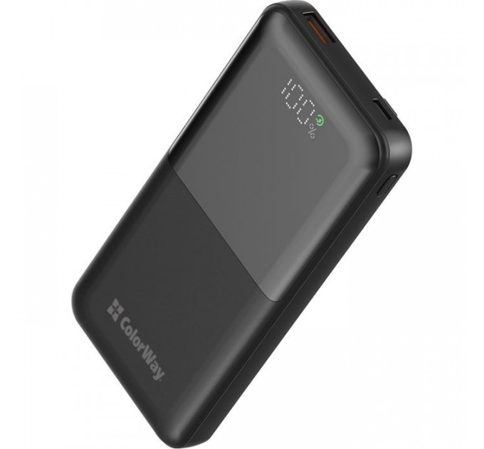 Батарея универсальная ColorWay 10 000 mAh PD/22.5W, QC/3.0, LCD, Black (CW-PB100LPB3BK-PDD)