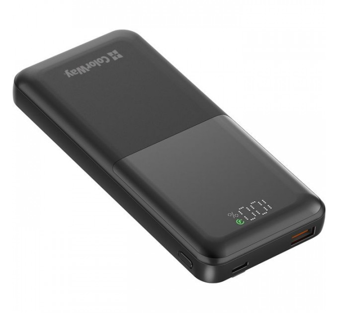 Батарея универсальная ColorWay 10 000 mAh PD/22.5W, QC/3.0, LCD, Black (CW-PB100LPB3BK-PDD)