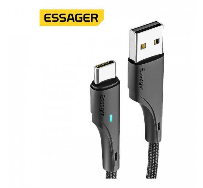 Дата кабель USB 2.0 AM to USB-C 1.0m 3A black Essager (EXCT-LS01)