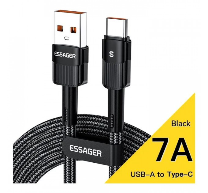 Дата кабель USB 2.0 AM to USB-C 1.0m 7A black Essager (EXCT-XC01)