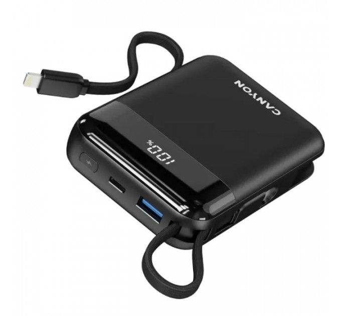 Батарея универсальная Canyon 10000mAh OnPower 104 PD\/20W, QC\/22.5W строительный cable Black (CNS-CPB104B)