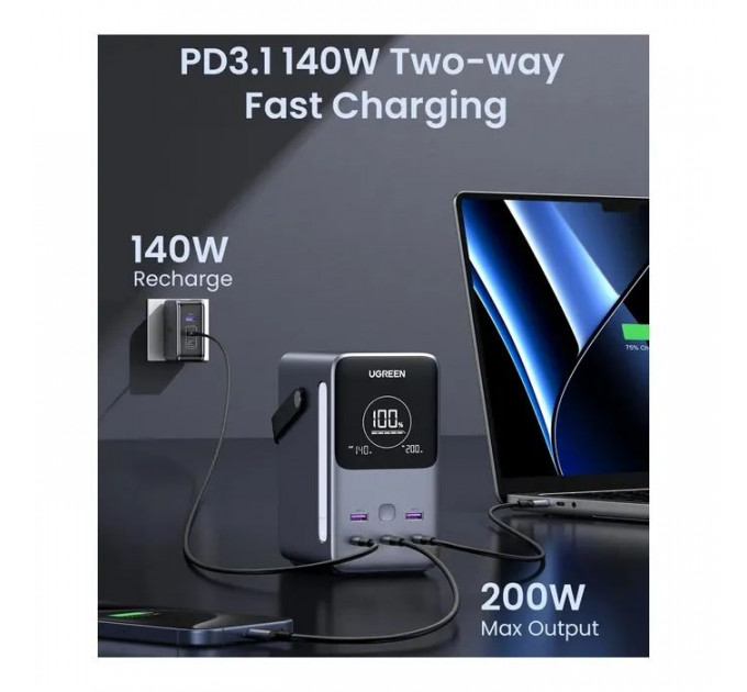 Батарея універсальна Ugreen 48000mAh 300W with Smart Digital Display (PB770 25286)