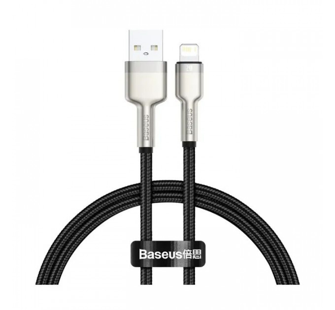 Дата кабель USB 2.0 AM to Lightning 0.25m 2.4A Cafule Series Meta black Baseus (CALJK-01)