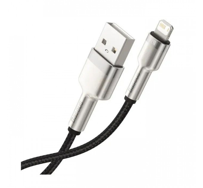 Дата кабель USB 2.0 AM to Lightning 0.25m 2.4A Cafule Series Meta black Baseus (CALJK-01)