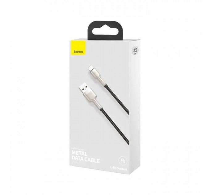 Дата кабель USB 2.0 AM to Lightning 0.25m 2.4A Cafule Series Meta black Baseus (CALJK-01)