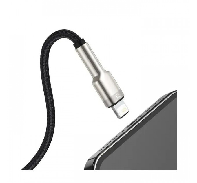 Дата кабель USB 2.0 AM to Lightning 0.25m 2.4A Cafule Series Meta black Baseus (CALJK-01)