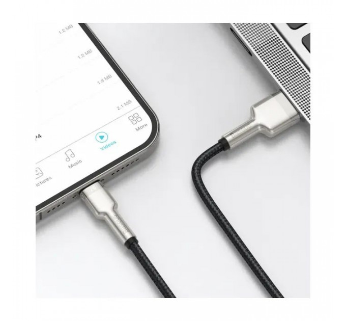 Дата кабель USB 2.0 AM to Lightning 0.25m 2.4A Cafule Series Meta black Baseus (CALJK-01)