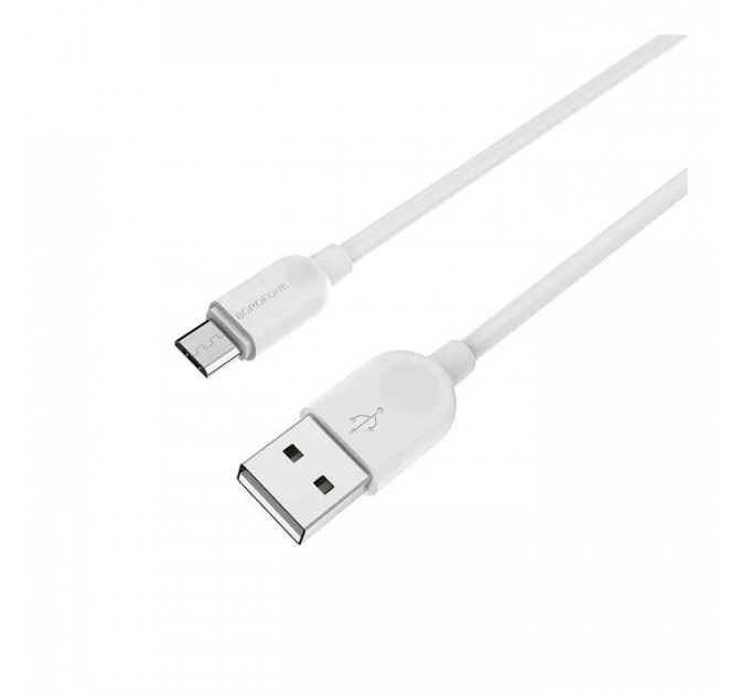 Дата кабель USB 2.0 AM to Micro 5P 1.0m 2.4A BX14 white BOROFONE (6957531089988)