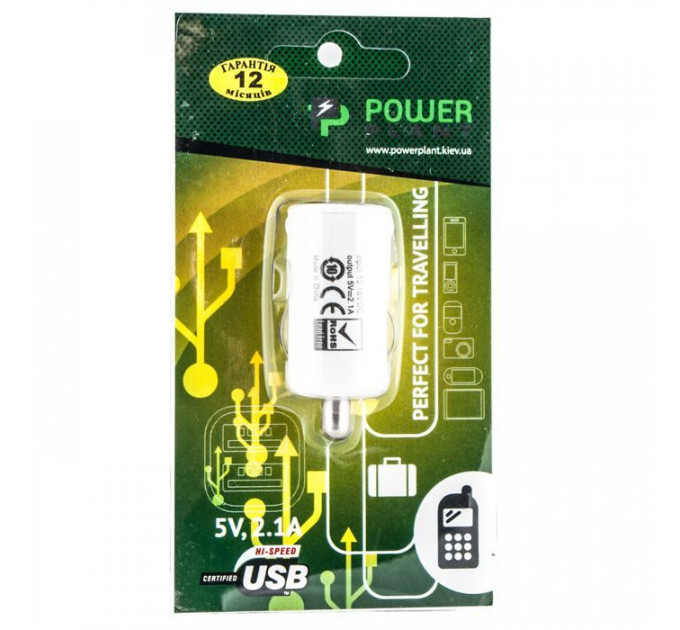 Зарядний пристрій PowerPlant 1*USB, 2.1A (DV00DV5037)