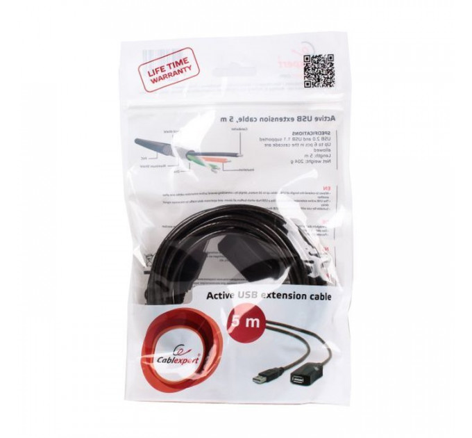 Дата кабель USB 2.0 AM\/AF 5.0 m active Cablexpert (UAE-01-5M)