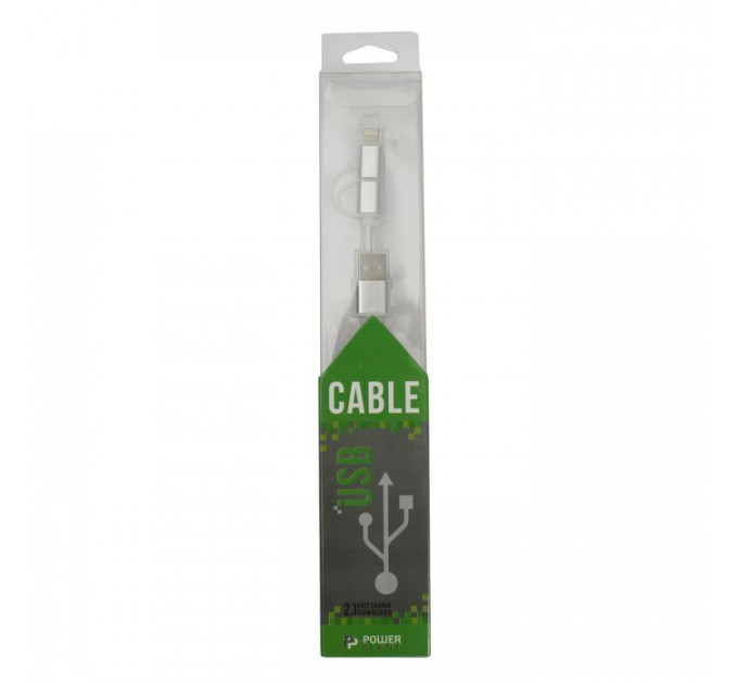 Дата кабель USB 2.0 AM to Lightning + Micro 5P 1.0m cotton PowerPlant (KD00AS1290)