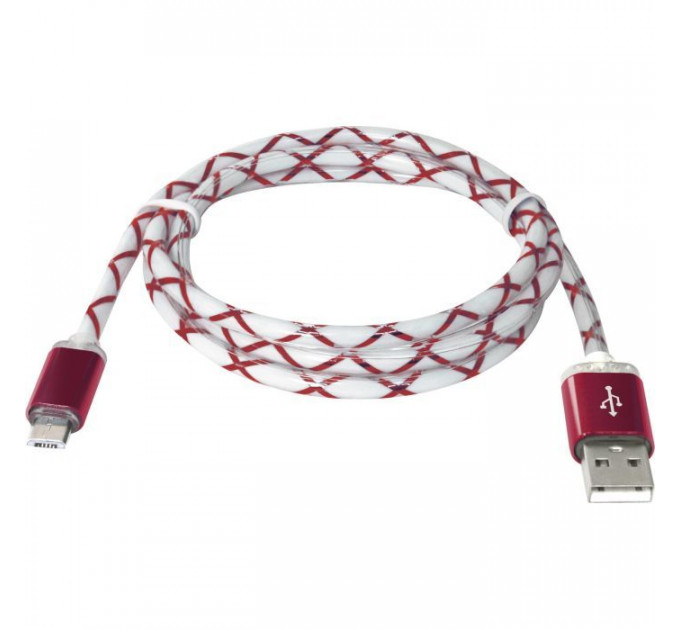 Дата кабель USB 2.0 AM to Micro 5P 1.0m RedLED backlight Defender (87556)