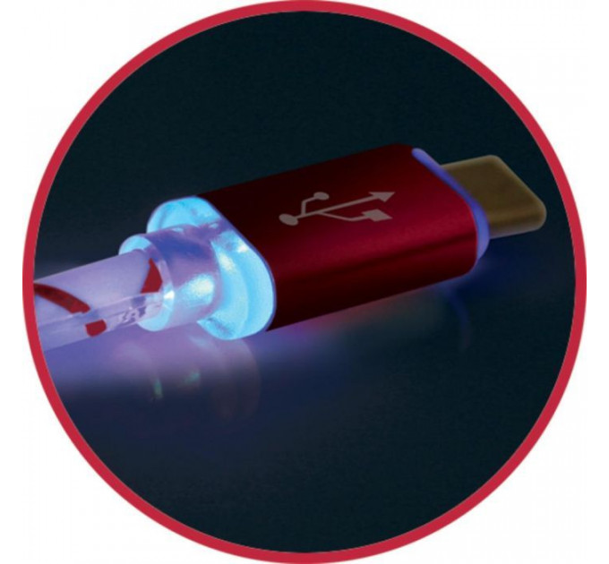 Дата кабель USB 2.0 AM to Micro 5P 1.0m RedLED backlight Defender (87556)