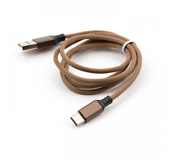 Дата кабель USB 2.0 AM to USB-C 1.0m nylon brown Vinga (VCPDCTCNB21BR)