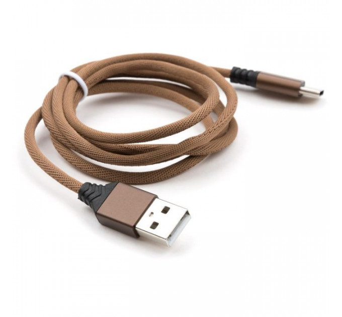 Дата кабель USB 2.0 AM to USB-C 1.0m nylon brown Vinga (VCPDCTCNB21BR)