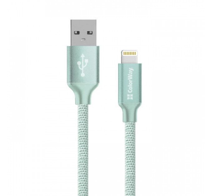 Дата кабель USB 2.0 AM to Lightning 2.0m mint ColorWay (CW-CBUL007-MT)