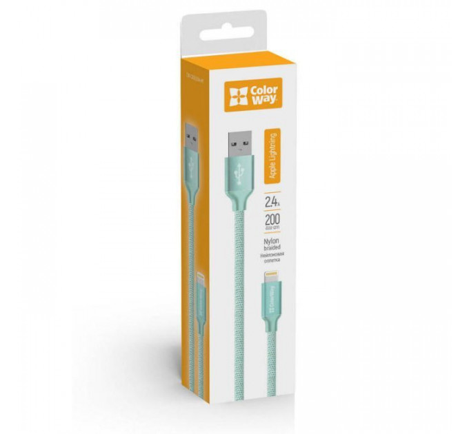 Дата кабель USB 2.0 AM to Lightning 2.0m mint ColorWay (CW-CBUL007-MT)