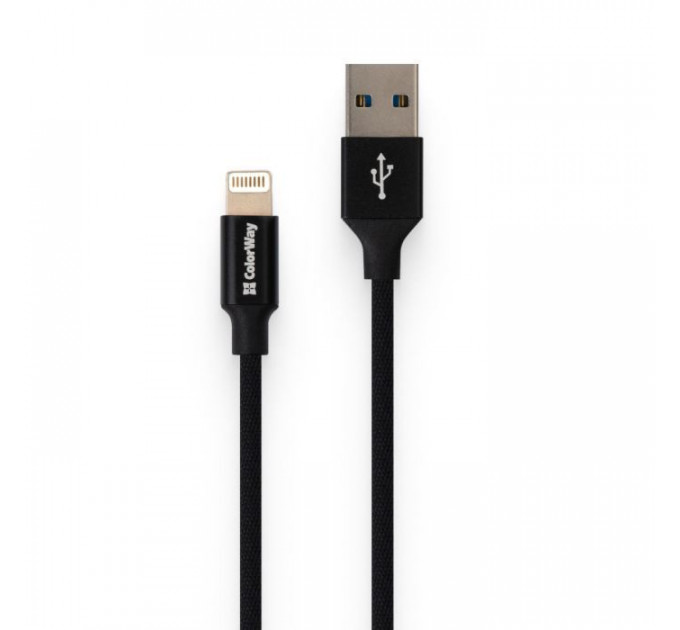 Дата кабель USB 2.0 AM to Lightning 2.0m black ColorWay (CW-CBUL007-BK)