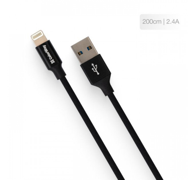 Дата кабель USB 2.0 AM to Lightning 2.0m black ColorWay (CW-CBUL007-BK)