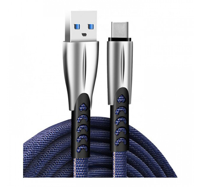 Дата кабель USB 2.0 AM to USB-C 1.0m zinc alloy blue ColorWay (CW-CBUC012-BL)