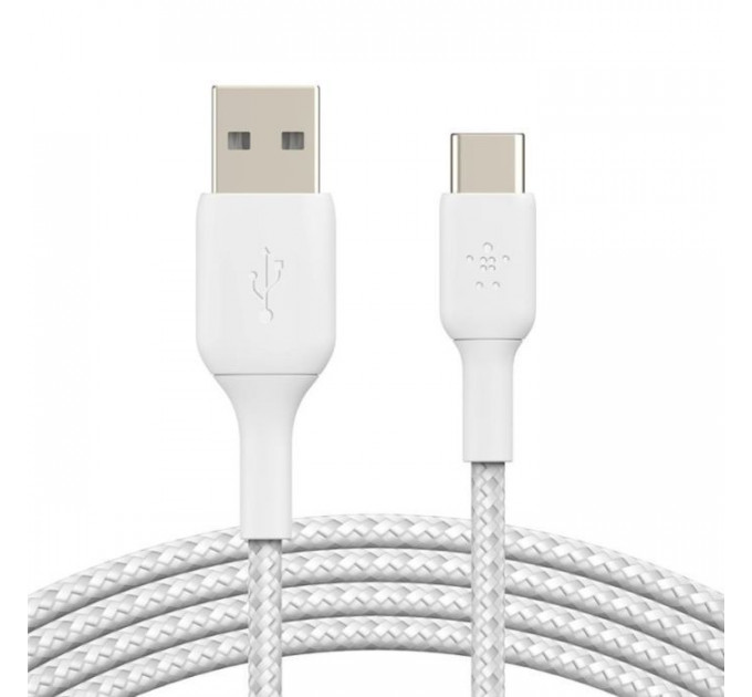 Дата кабель USB 2.0 AM to Type-C 2.0m BRAIDED white Belkin (CAB002BT2MWH)