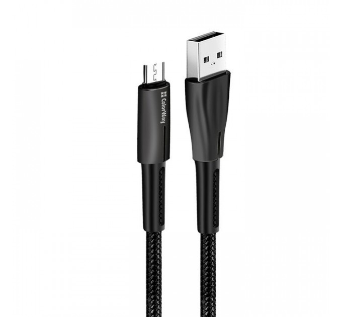 Дата кабель USB 2.0 AM to Micro 5P 1.0m zinc alloy + led black ColorWay (CW-CBUM035-BK)