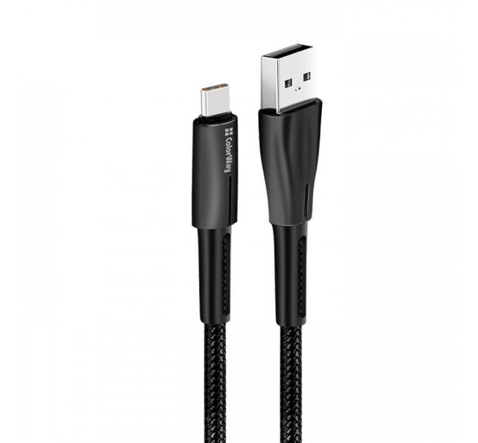 Дата кабель USB 2.0 AM to USB-C 1.0m zinc alloy + led black ColorWay (CW-CBUC035-BK)