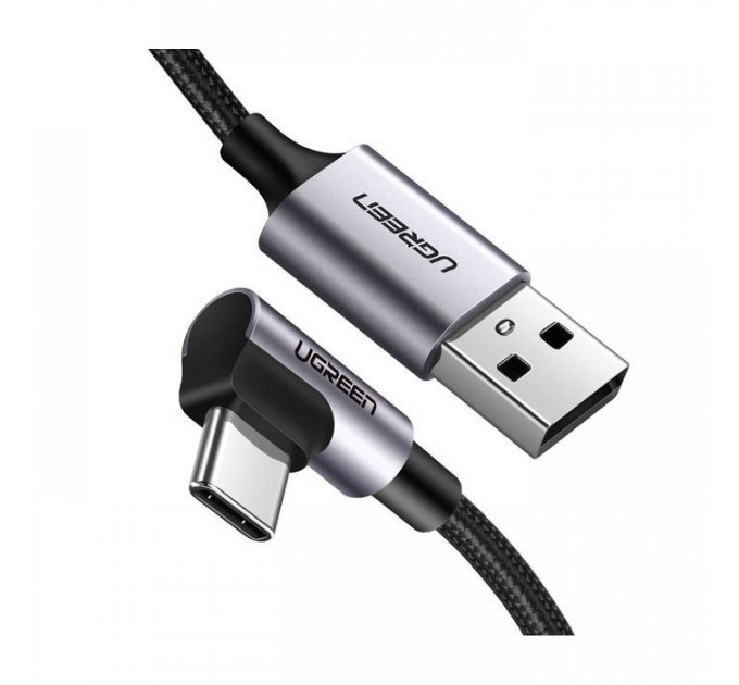 Дата кабель USB 2.0 AM to USB-C 1.0m US284 Angled Alum. Braid Black Ugreen (50941)