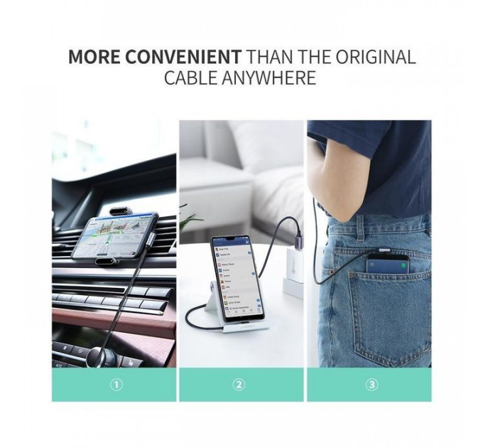 Дата кабель USB 2.0 AM to USB-C 1.0m US284 Angled Alum. Braid Black Ugreen (50941)