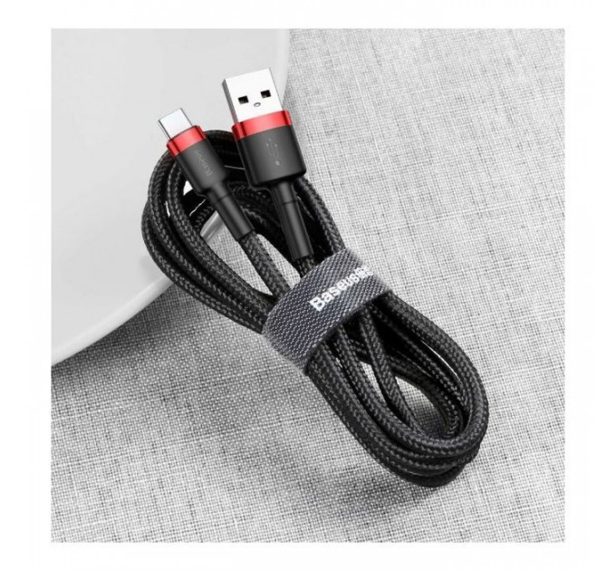 Дата кабель USB 2.0 AM to USB-C 2.0m 2A red-black Baseus (CATKLF-C91)