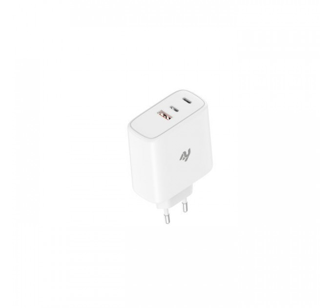 Зарядний пристрій 2E USB-C Wall Charger GaN 65W, white (2E-WC3USB65W-W)