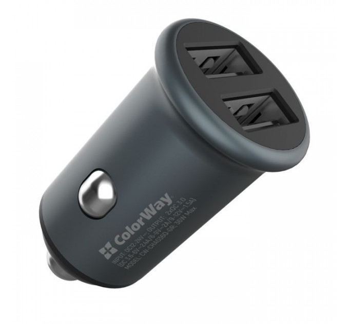 Зарядное устройство для ColorWay 2USB Quick Charge 3.0 (36W) Gray (CW-CHA036Q-GR)
