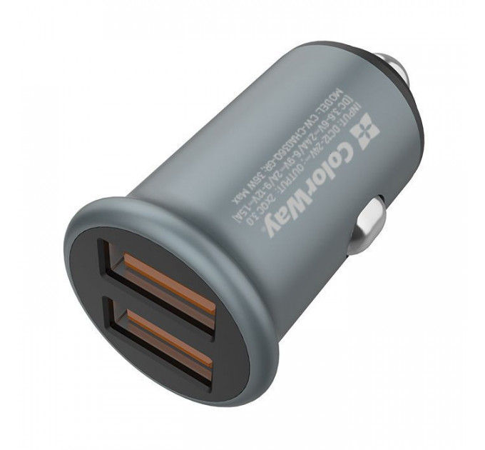 Зарядное устройство для ColorWay 2USB Quick Charge 3.0 (36W) Gray (CW-CHA036Q-GR)